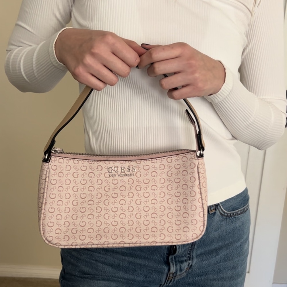 Guess Pink Shoulder Bag with Tan Strap